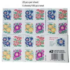 2022 US MOUNTAIN FLORA FOREVER STAMPS MNH Scott# 5676 – 5679 – 100 pcs in total