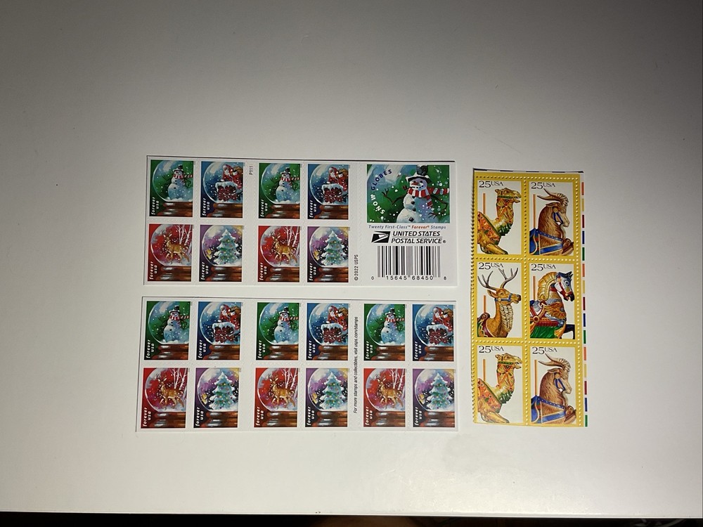 SNOW GLOBES Holiday Christmas Santa Reindeer USPS (20 Forever Stamps) MNH [NEW]