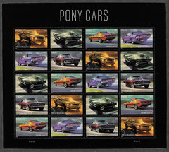 2022 US 5715-5719 PANE OF 20 PONY CARS FOREVER RATE PERFORATED MNH