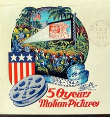 926 FDC 1944 Staehle Multi-Color Cachet. 50 years of Motion Pictures.