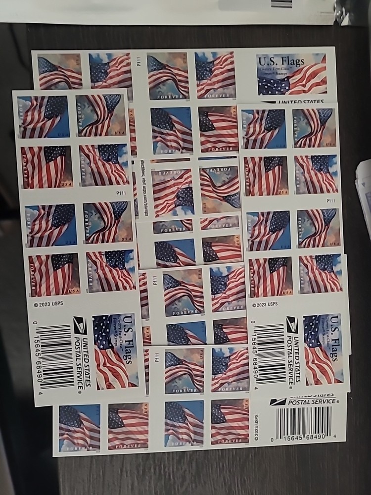 US FOREVER STAMP USA FLAG 2023 2 SHEETS OF 20 (40 STAMPS)