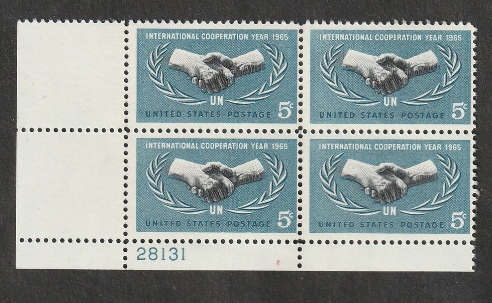 1965 Plate Block US Scott#1266 5c International Cooperation Year