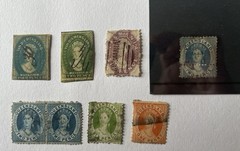 A Set Of Rare Early Australian Victoria Stamps X2 Charon Head Design Tasmania