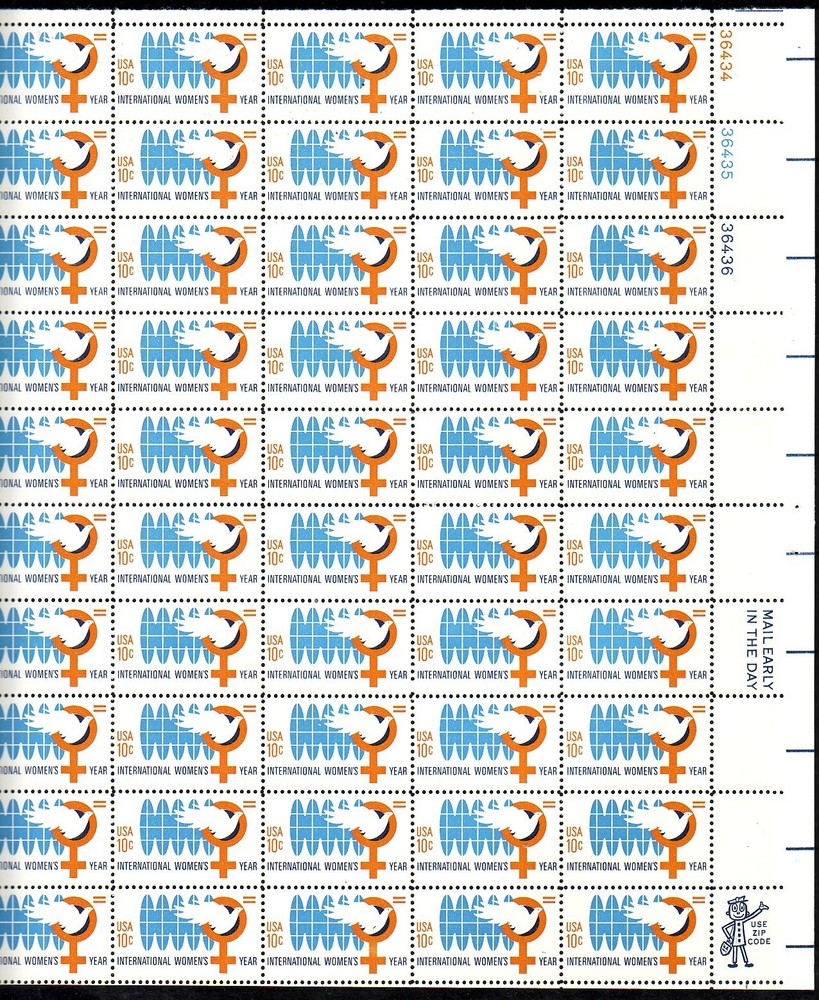 #1571 INTERNATIONAL WOMEN’S YEAR. MINT SHEET. F-VF NEVER HINGED. BCV $13.50