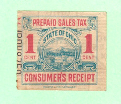 US OHIO PREPAID SALES TAX VENDOR STUB WITH ID NUMBER KH150