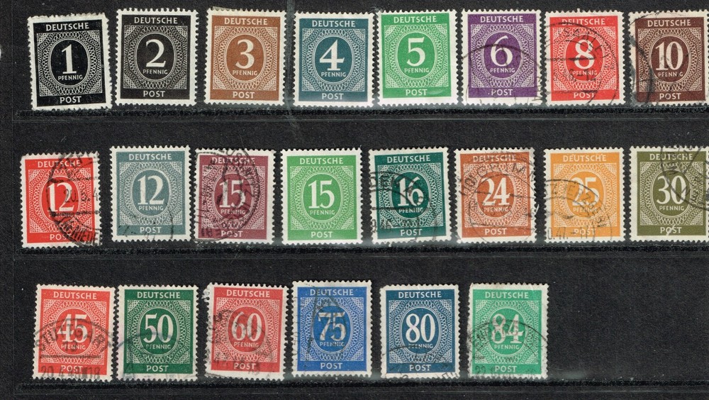 Germany Numerals 1946 SC# 530-542, 544, 546-547 and 550-555 M/U FVF