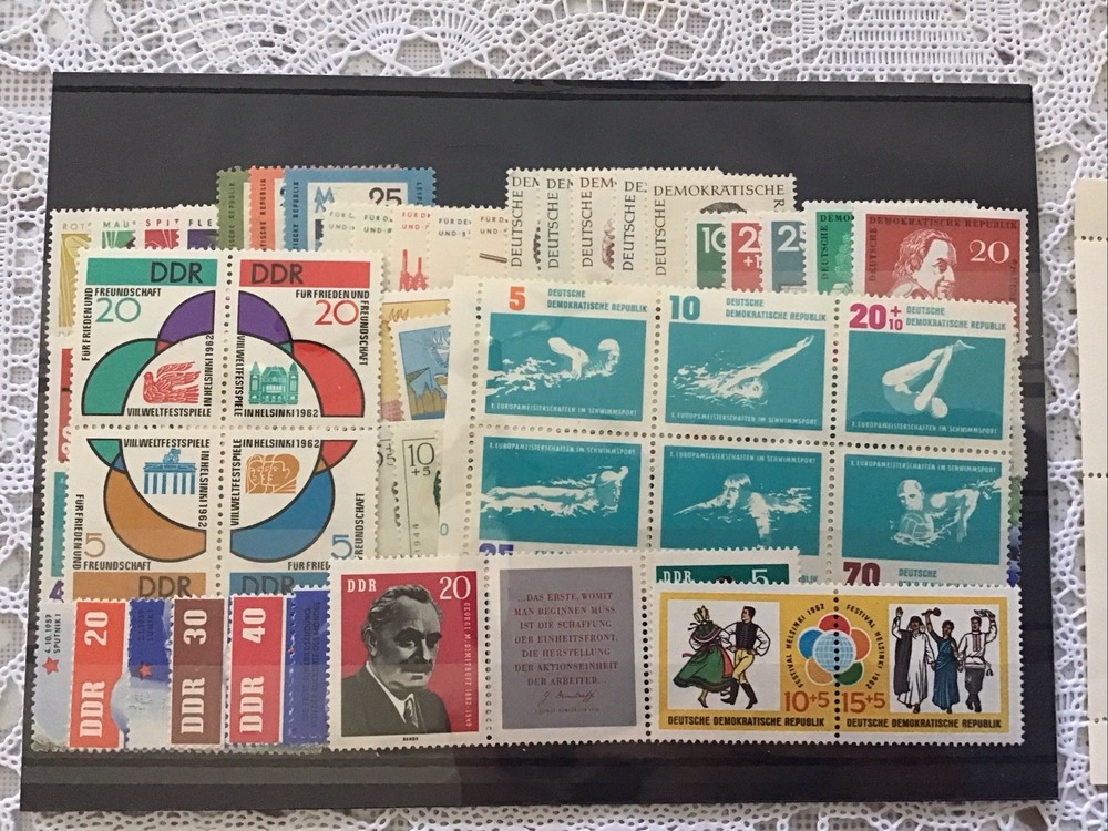 Germany DDR Complete Year 1962 Set W/ Blocks Mint Never Hinged MNH German Stamps