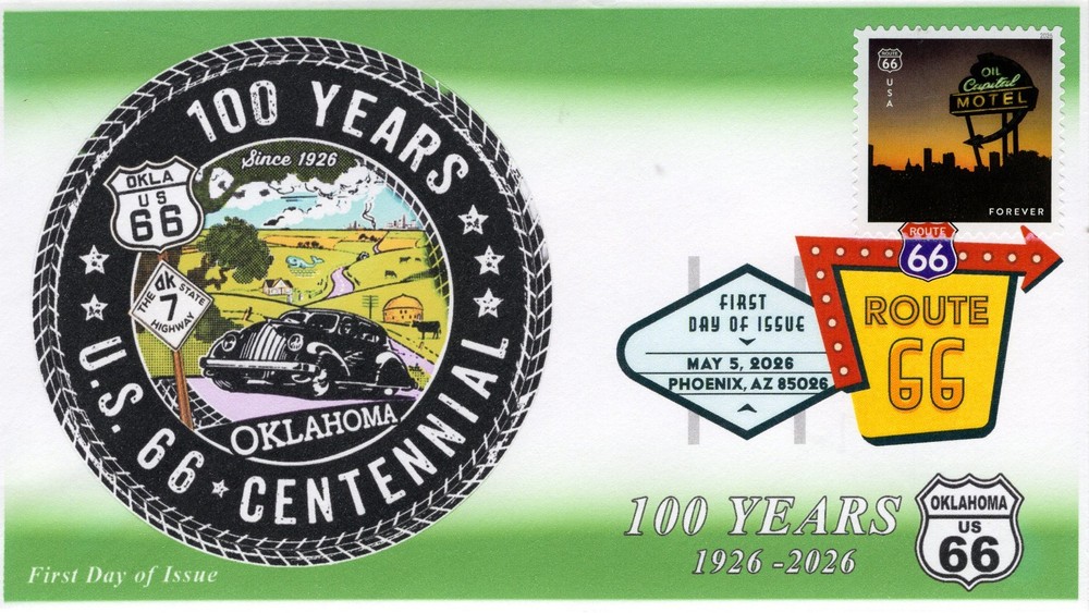26-162, 2026, Route 66, First Day Cover, Digital Color Postmark, 100th Anniversa