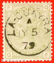 SG. 153. J65. Z21. ” QF “. 4d Sage Green. Plate 16. A super upright ” 5th B64787