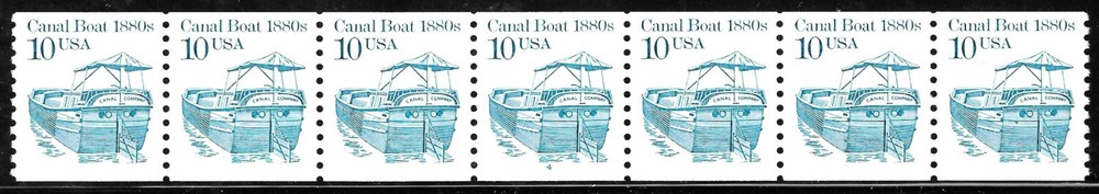 US Scott #2257d 10 Cent Canal Boat UNTAGGED ERROR PS7 #4 MNH XF CAT. $250.00