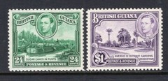 British Guiana 1938 GVI 24c Upright Watermark + $1 Value Mint H #234a, 239