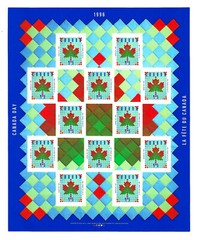 Postage Stamps CANADA DAY 1996 Imperf Peel and Stick Canadian Mint Sheet Quilts