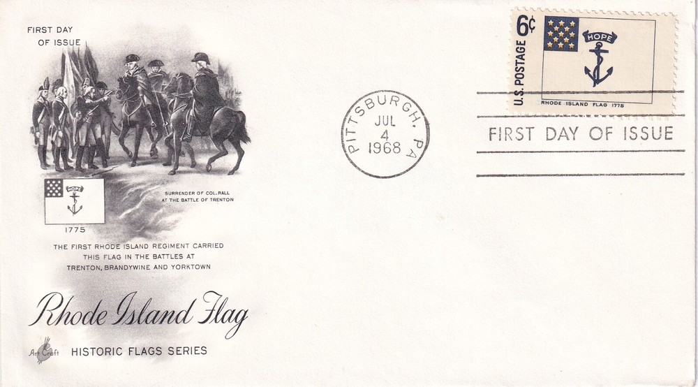 STAMP US SCOTT 1349 “Rhode Island Flag” 6 CENT 1968 FDC – H