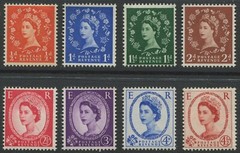 GB QEII 1958 Second Graphite Wildings set of 8 SG587-594 M/Crown Upright Wmk M/M