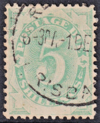 1902 POSTAGE DUE 5/- Emerald-Green *GOOD USED* SG D8 (CV $160)