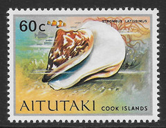AITUTAKI SCOTT 92 MNH VF – 1974 60c SILVER & MULTI-COLOR PACIFIC SHELL ISSUE