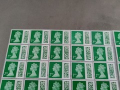 * * 50 2nd Second Class Stamps Unfranked Barcoded Genuine With Original Gum * *