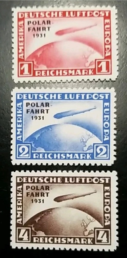Germany Scott #C40-C42 1931 Polar Flight Graf Zeppelin Stamp Replica Set