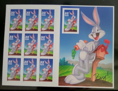 Scott 3138 Bugs Bunny Pane of 10 w/Imperforate Single 1997 MNH