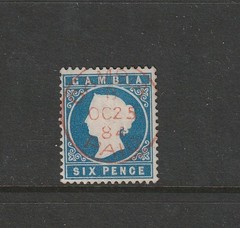 Gambia 1880/3 QV 6d Wmk Upright cds used SG 17b/18b