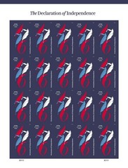 US Declaration of Independence Pre-Order Imperf Sheet Pane of 20 NDC 2026