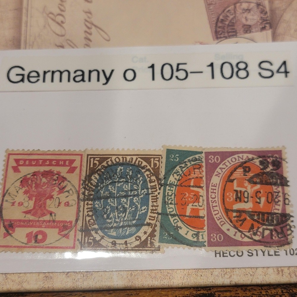 Germany Postage Stamps 105-108 Multi-Color 10 15 25 30 Nationalversammlung