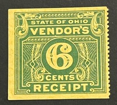 Travelstamps: US Stamps State of Ohio Vendor’s Receipt Tax 6 Cent Mint MNH OG