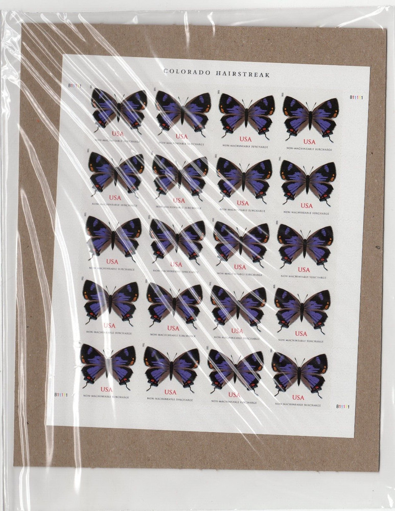 USPS Postage Stamps Sheet of 100 Non Machinable Butterfly Colorado Hairstreak