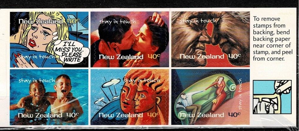 NEW ZEALAND 1998 STAY IN TOUCH PEEL AND STICK BOOKLET MNH
