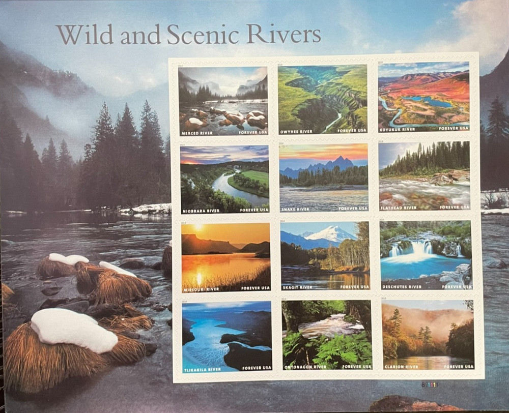 2019 Wild and Scenic Rivers Stamps Sheet of 20 – Forever – MNH