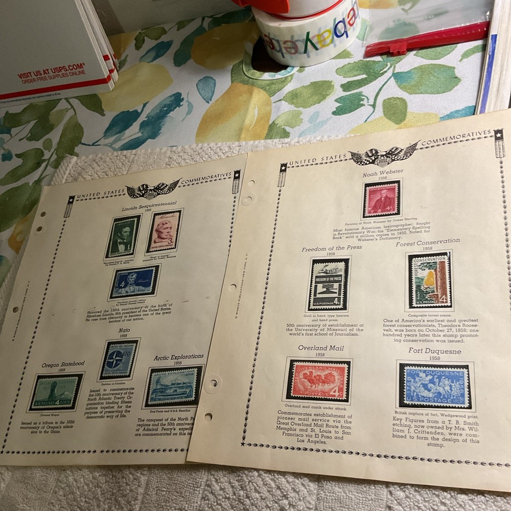 U.S.-(-1958-1959-)-HISTORICAL EVENTS-lot Of 11-Stamps-ON ALBUM PAGE-USED-#30