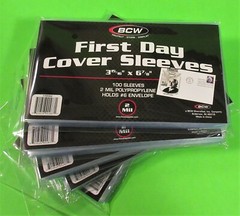 500 FIRST DAY COVER POLY SLEEVES, FOR #6 COVERS, CRYSTAL CLEAR, BCW BRAND