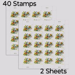 40 FOREVER Stamps “LOVE FLOURISHES” 2 Sheets Panes Wedding 🩷 Invitations
