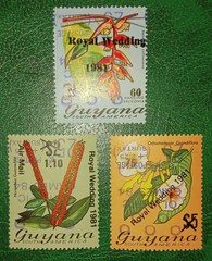 GUYANA 1984 Stamps with Upright & Inverted Overprints Olympic Surcharge MNH