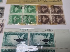 Vintage Postage Stamps Blocks Lot Original Gum And Used Collectible