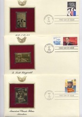 3 US Gold Stamp Replicas First Day Covers Fitzgerald Bill Rights Classic Films