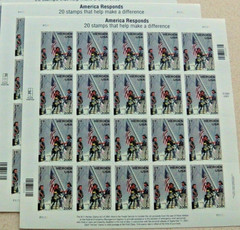 2 Sheets x 20 = 40 AMERICA RESPONDS. The 9/11 Heroes Stamp Act of 2001 US Sc# B2