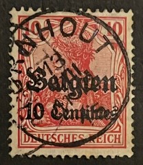 Travelstamps: Germany Occu. Belgium OP Stamps 10c on 10pf Used Handstamped