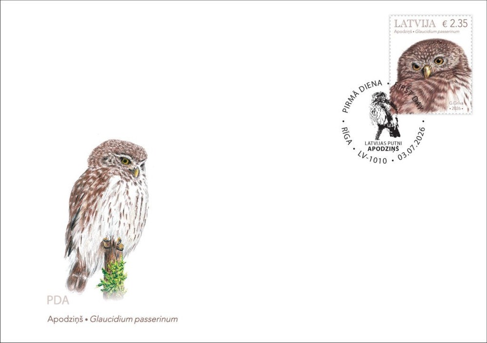First day cover (FDC) of LATVIA 2026 – Bird of the year The Eurasian pygmy owl