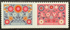 2022 Scott #5660-5661, Forever, LOVE – Mint NH – Horizontal Strip of 2 Stamps