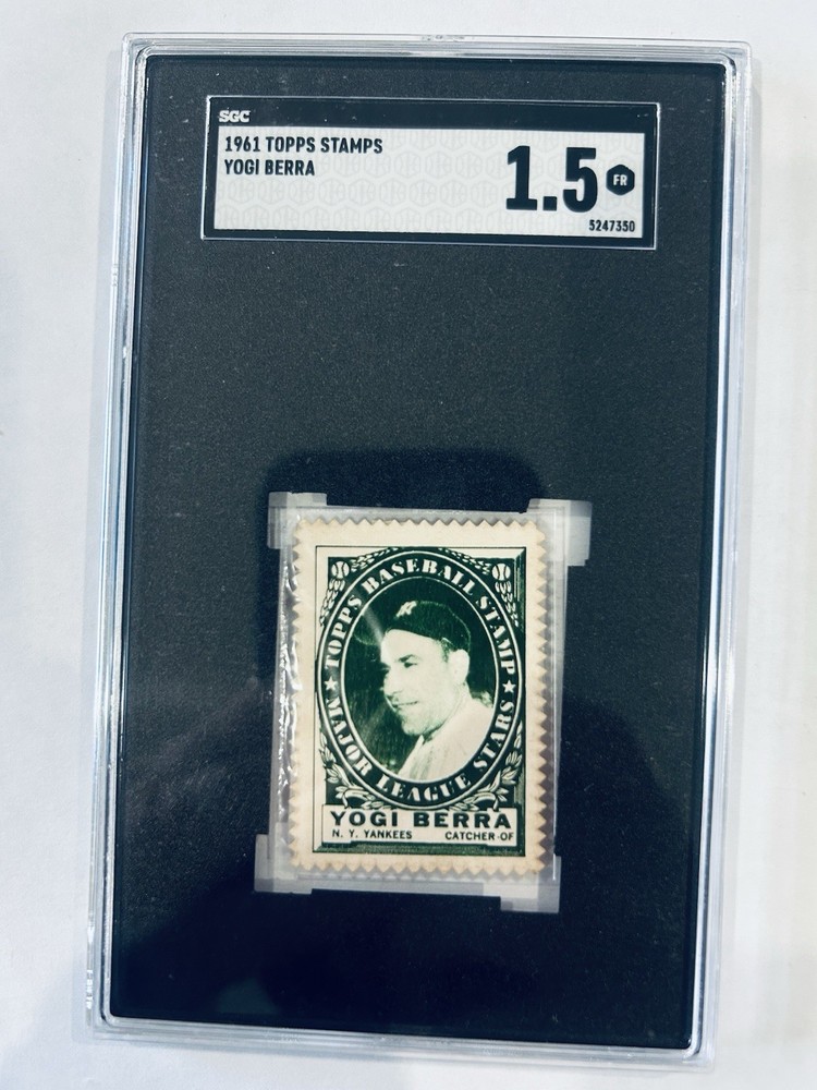 1961 Topps Stamps Yogi Berra SGC 1.5 FR Green Baseball Stamp