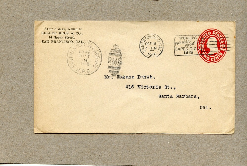 SELLER BROS. & CO., SAN FRANCISCO, CALIFORNIA – A BEAUTIFUL COVER (SEE NOTES)