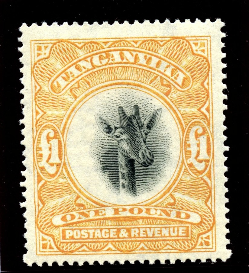 Tanganyika 1922 KGV £1 yellow-orange (wmk upright) MLH. SG 88a. Sc 28a.