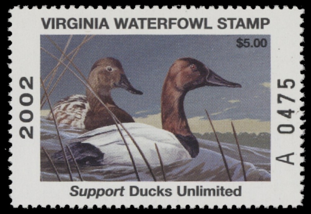 2002 Virginia State Duck Stamp Mint Never Hinged. Original Gum