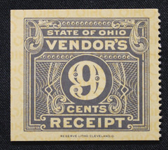US Stamps Revenue State of Ohio 9c Vendor’s Receipt Tax Stamp GRL20