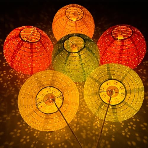 12Pcs Chinese Lunar New Year Decorations 2026 Chinese Paper Round-with LED