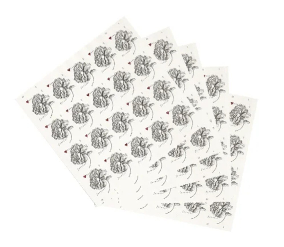 200 FOREVER Stamps Wedding Vintage Rose 10 Sheets Panes