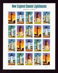 USPS Unused Stamps Sheet of 20 2013 ~ New England Coastal Lighthouses #4791-4795