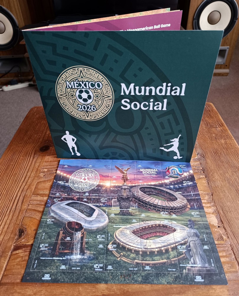 2026 WORLD SOCCER CUP Stadiums & official ball 25 stamp pane + official folder