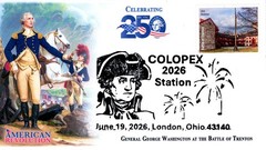 26-154, 2026, America 250th, Event Cover, Pictorial Postmark, COLOPEX, London OH